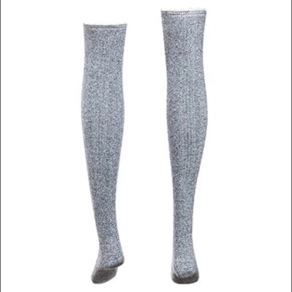 ✨Heather Gray Thigh High Socks W/ Lace✨ - Picture 5 of 5